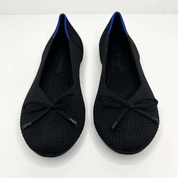 Rothy's The Flat Noir Mesh Textile Bows Black Classic Ballet Size 9 - Picture 2 of 13